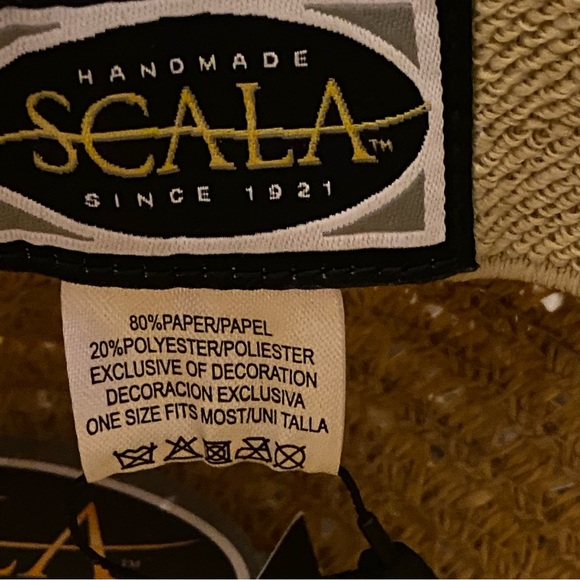 Scala Boston Proper Hat Women’s O/S Tan Paper Beaded Beach Boho Cowgirl NWT - Picture 8 of 9